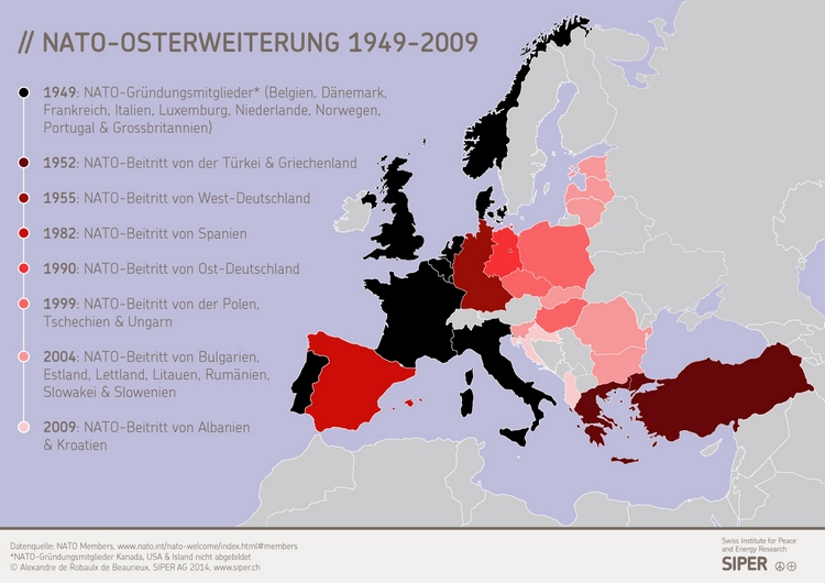 Karte: NATO-Osterweiterung von 1949 bis 2009